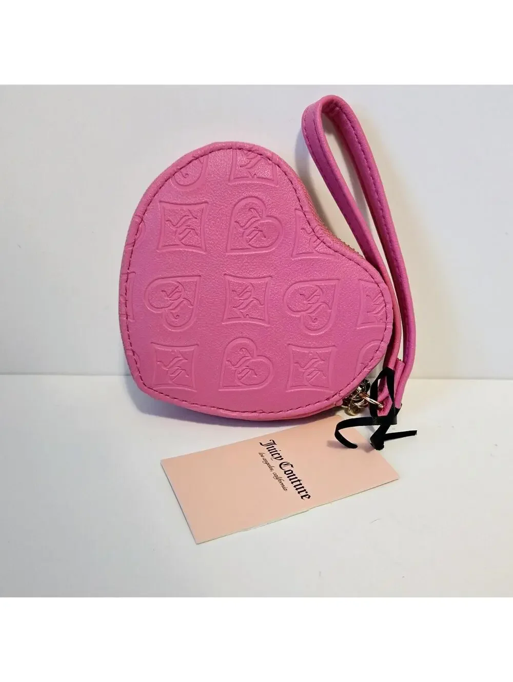 Juicy Couture Pink Clay Glitz Out Heart ZA Heart Shaped Wallet Wrislet NWT